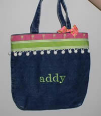 Embroidered Denim Tote Bag